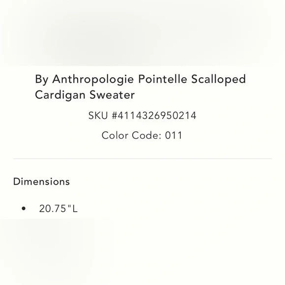 By Anthropologie Pointelle Scalloped Cardigan Sweater in Ivory - Picture 5 of 5